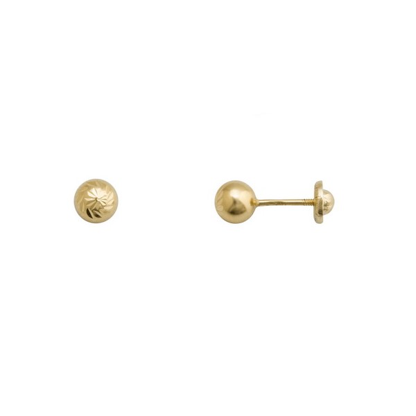 Pendientes de Oro 18 KILATES Bola Tallada 5mm