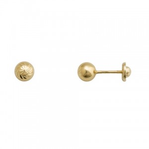 Pendientes de Oro 18 KILATES Bola Tallada 5mm