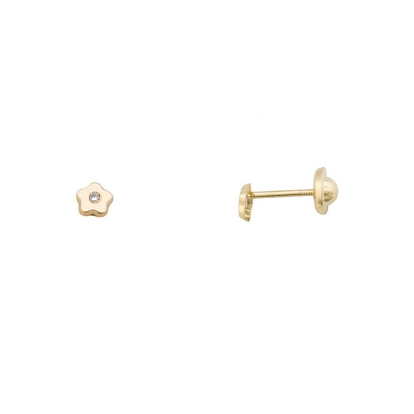 Pendientes de Oro de 18 Kilates Flor Mini