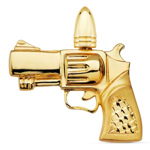 Colgante Oro de 18 Kilates Revolver Bala