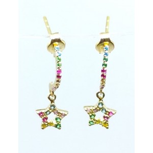 Pendientes Oro 18 Kilates Estrella Colores