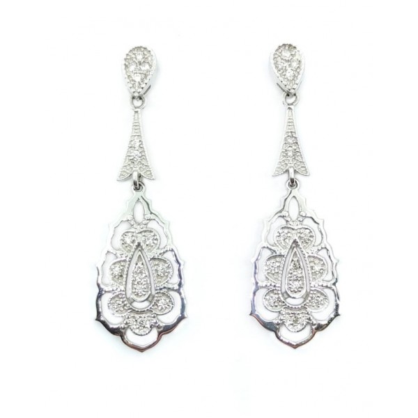 Pendientes de Oro Blanco de 18 Kilates y Diamantes.