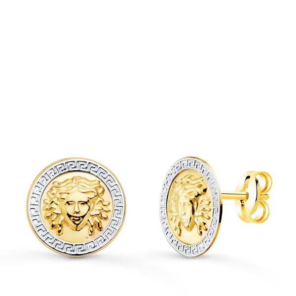 Pendientes de Oro amarillo de 18 Kilates Bicolor Medusa
