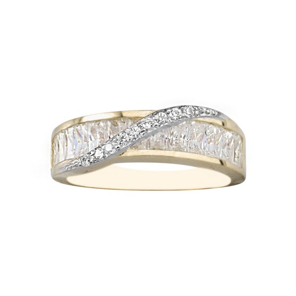 Anillo Oro 18K diseño con circonitas y banda transversal Anillo Oro 18K diseño con circonitas y banda transversal