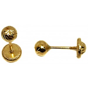 Pendientes Oro de 18 Kilates Bolas Talladas