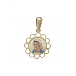 Medalla Oro Virgen Maria de Esmalte