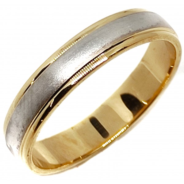 Alianza Oro Bicolor 18 Kilates Mate-Brillo 4 mm