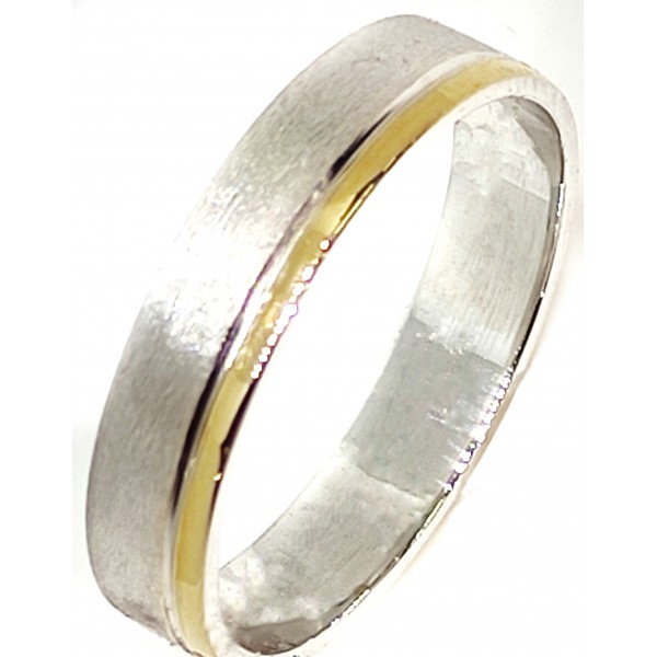 Alianza Oro Bicolor 18 Kilates Mate Brillo 4 mm.