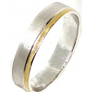 Alianza Oro Bicolor 18 Kilates Mate Brillo 4 mm.