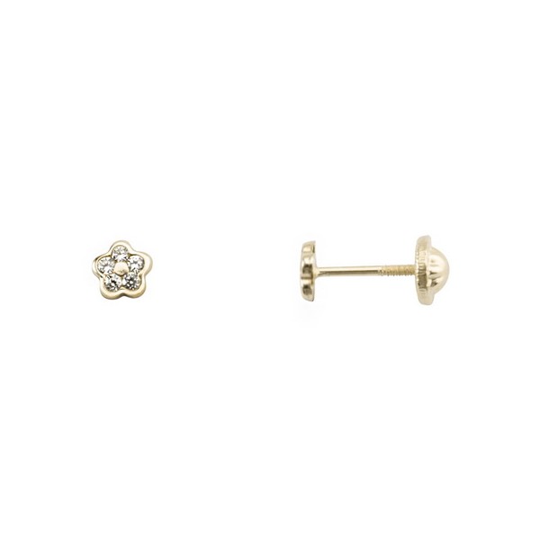 Pendientes Oro 18K, Margarita con circonitas Pendientes Oro 18K, Margarita con circonitas