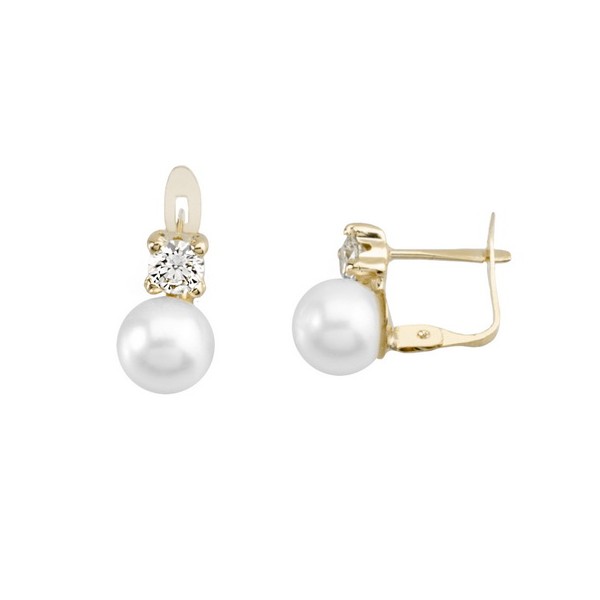 Pendientes Oro 18K, Perla con garra de circonita. Pendientes Oro 18K, Perla con garra de circonita.