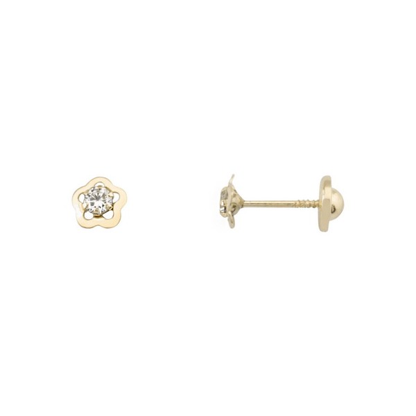 Pendientes Oro 18K, Flor con Circonita. Pendientes Oro 18K, Flor con Circonita.