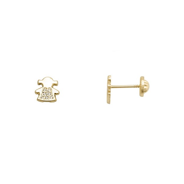 Pendientes Oro 18K, Silueta niña con circonitas. Pendientes Oro 18K, Silueta niña con circonitas.
