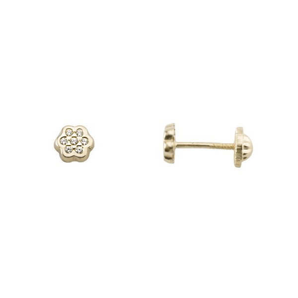 Pendientes Oro 18K, Flor con Circonitas. Pendientes Oro 18K, Flor con Circonitas.