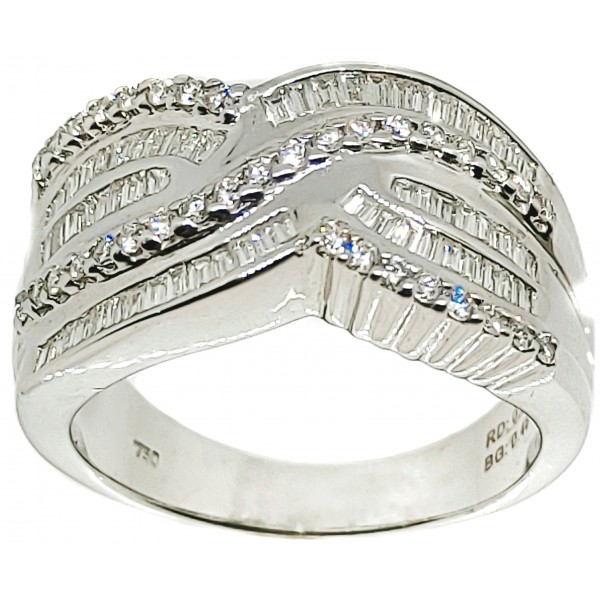 Anillo oro blanco fashion 18 kilates con diamante