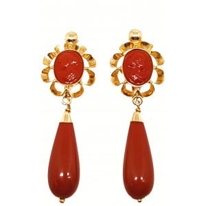 Pendientes de Oro Cubana Color Coral