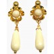 Pendientes Oro Cubanitas Blanco Marfil