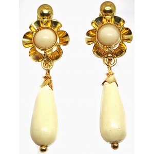 Pendientes Oro Cubanitas Blanco Marfil