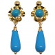 Pendientes de Oro Cubanitas con Chupón Azul Turquesa