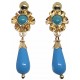 Pendientes Oro 18 Kilates Cubanitas Azul Turquesa
