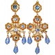 Pendientes Oro de 18 Kilates Mantillas Circonitas Celestes