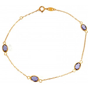 Pulsera de Oro 18 Kilates  Amatista