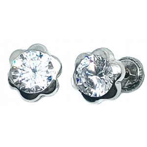 Pendientes Oro Blanco de 18 Kilates Flor