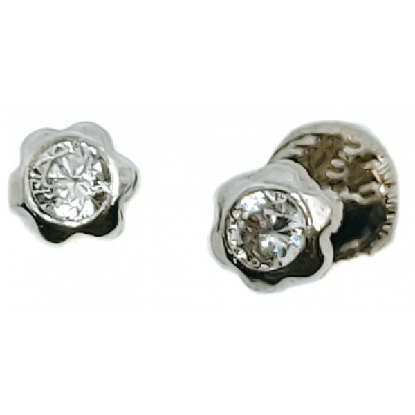 Pendientes Oro Blanco de 18 Kilates Flor