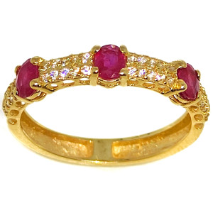 Sortija Oro de 18 Kilates  Circonitas y Rubies