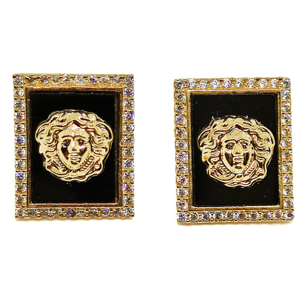 Pendientes de Oro de 18 Kilates Rectangular Medusa