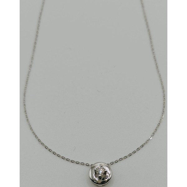 Gargantilla de Oro Blanco de 18 Kilates y Diamante