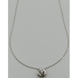 Gargantilla de Oro Blanco de 18 Kilates y Diamante