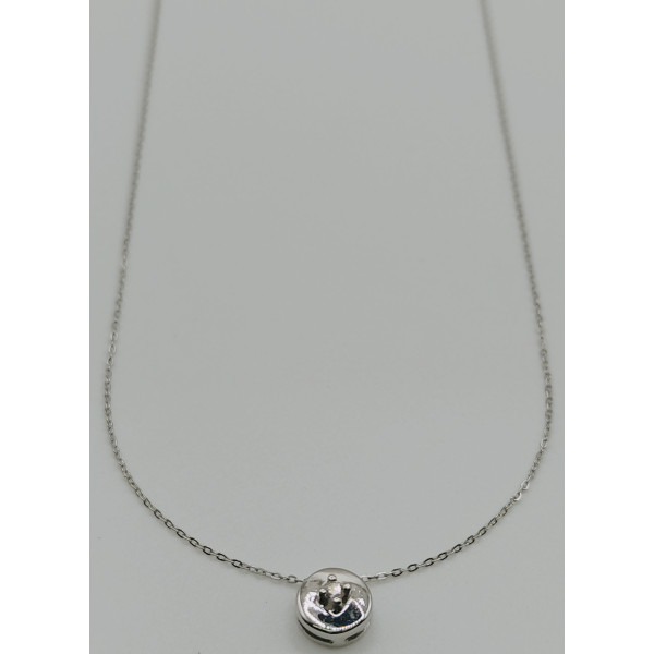 Gargantilla de Oro Blanco de 18 Kilates y Diamante