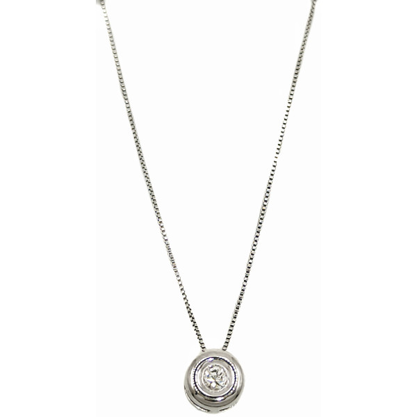 Gargantilla de Oro Blanco 18 Kilates Punto de Luz Diamante