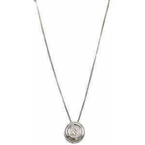 Gargantilla de Oro Blanco 18 Kilates Punto de Luz Diamante