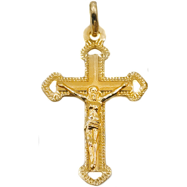 Cruz de Oro 18 Kilates Tallada con Cristo