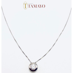 Gargantilla de Oro Blanco de 18 Kilates y Diamante