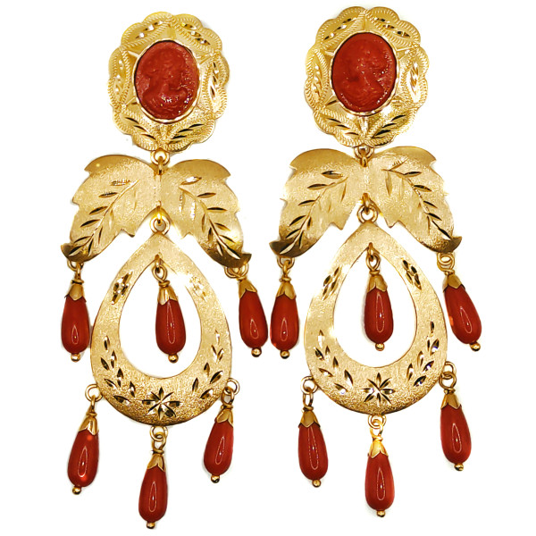 Pendientes Oro 18 Kilates Mantillas 6 Chupones