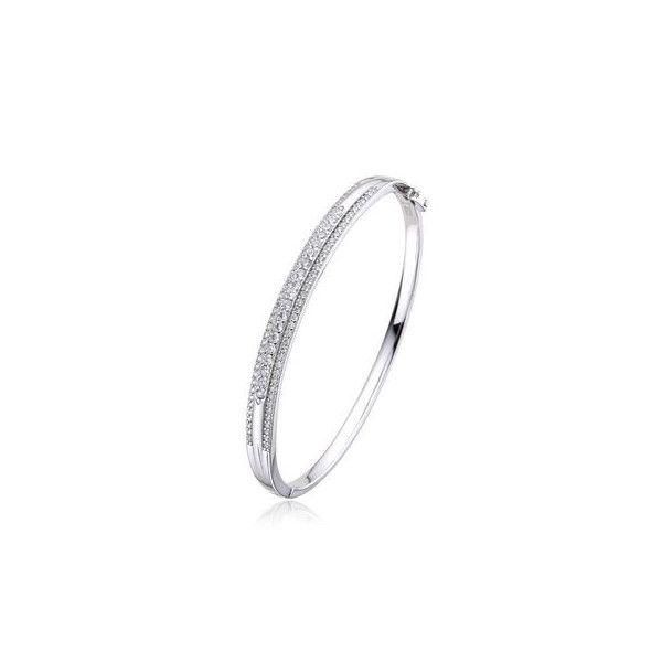 Pulsera rígida plata de Ley con circonita