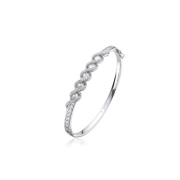 Pulsera rígida plata de Ley con circonita