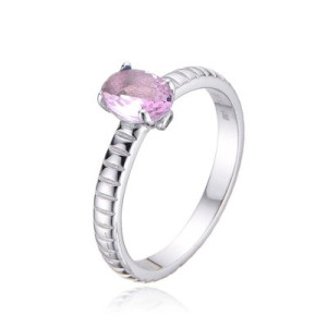 Sortija de Plata 925 con Piedra Color Rosa Oval