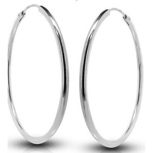 Pendientes de plata aros lisos de tubo 2.5x70