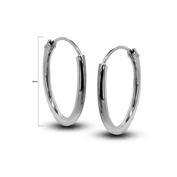 Pendientes de plata aro tubo liso 1,2mm grosor 16mm de diámetro