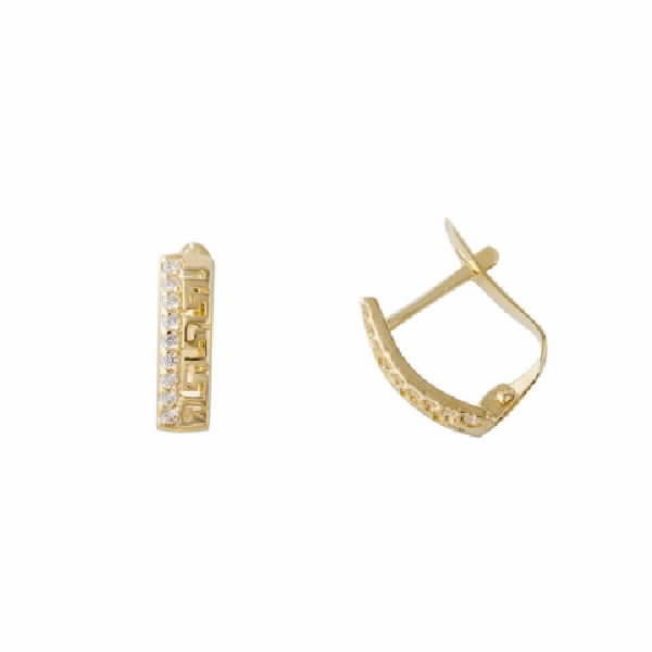 Pendientes de Oro de 18 Kilates Greca y Circonitas