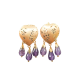 Pendientes de Oro de 18 Kilates Corazón Chupón Morado