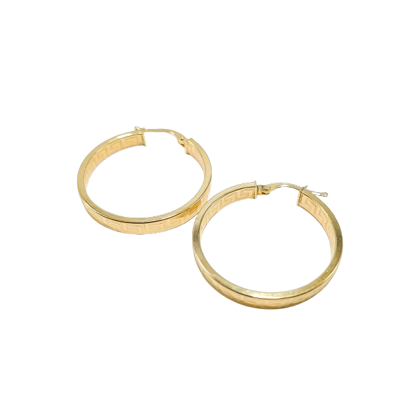 Pendientes Aros de Oro de 18 Kilates con Greca