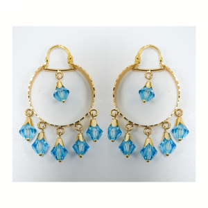 Pendientes Aros de Oro de 18 Kilates Colgantes Azul