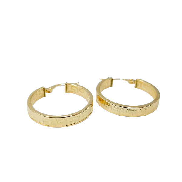 Pendientes de Oro de 18 Kilates Aros con Greca