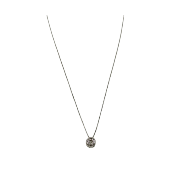 Gargantilla de Oro Blanco 18 Kilates Punto de Luz Diamante