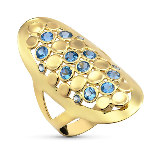 Sortija de Oro de 18 Kilates Lanzadera Oval Piedra Color